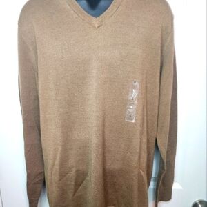 Club Room Brown V-Neck Sweater Classic Knit